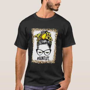 gebleicht Softball Tante Messy Bun Game Day Mütter T-Shirt