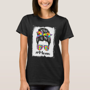 Gebleichte Autism Mom Unordentlicher Knoten Autism T-Shirt