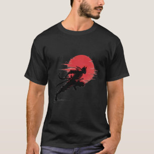 Gebleichte Samurai-Katze Retro-Stimmung Ninja Japa T-Shirt