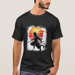 Gebleichte Samurai-Katze Retro-Vibes Ninja Japanis T-Shirt