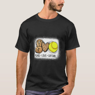 Gebleichtes Frieden Liebe Softll Mama Leopardendru T-Shirt