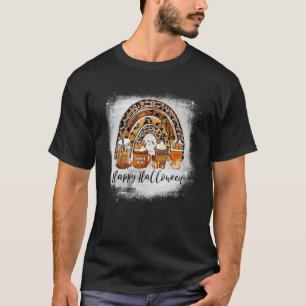 Gebleichtes Happy Halloween Regenbogen Kürbisgewü T-Shirt