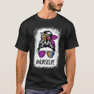 Gebleichtes Krankenpfleger Leben Regenbogen Leopar T-Shirt