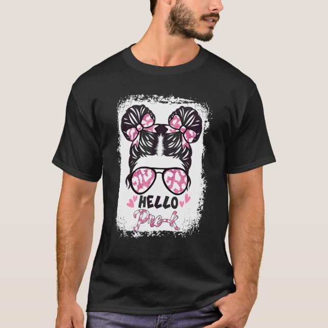 Gebleichtes Leopard Hello Pre K Vorschule Unordent T-Shirt (Vorderseite)
