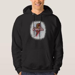 gebleichtes Retro-Lehrer Blitzschlag Bolt Leopard- Hoodie