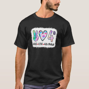Gebleichtes Tie Dye Farbige Frieden Liebe 4. Für K T-Shirt
