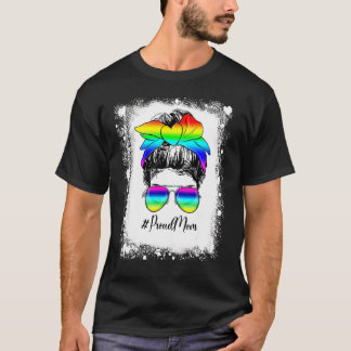Gebleichtes unordentliches Dutt Stolz Mutter LGBT  T-Shirt