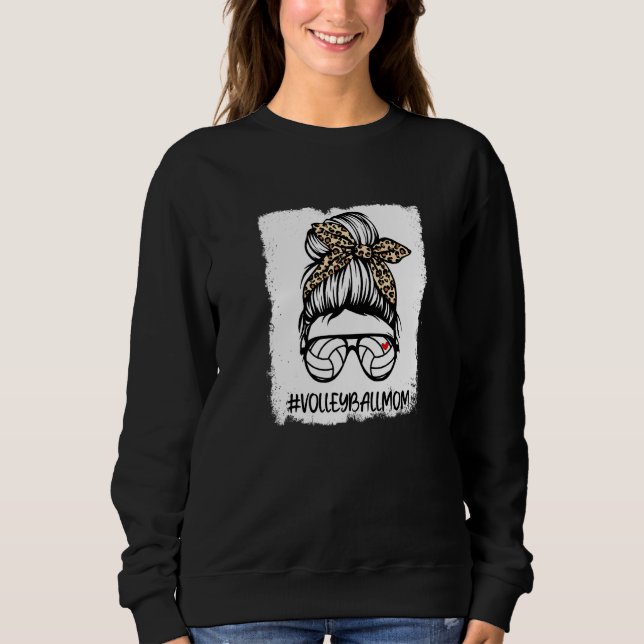 Gebleichtes Volleyball-Mutter-Leben Leopard-Unorde Sweatshirt (Vorderseite)