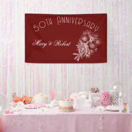 Geblüht 50-jähriges Jubiläum - bordeauxrot und wei Banner