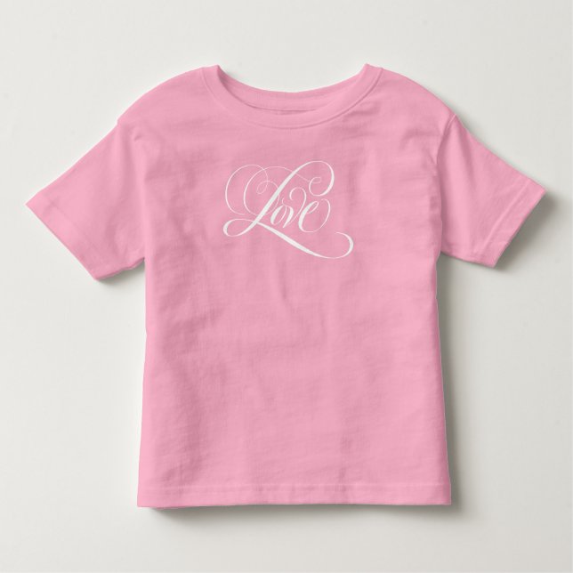 Geblüht Baby Liebe Script Calligraphy Valentine Kleinkind T-shirt (Vorderseite)