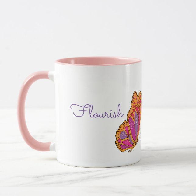 "Geblüht" Frühjahrsschmetterling-Tasse Tasse (Links)