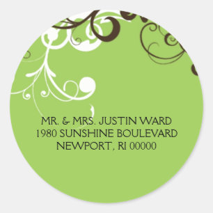 geblüht, grüne Adresse Runder Aufkleber