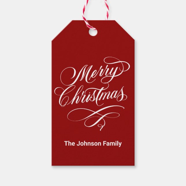 Geblüht Kalligrafie Frohe Weihnachten Geschenkanhänger (Vorderseite)