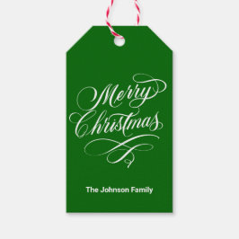Geblüht Kalligrafie Frohe Weihnachten Grün Geschenkanhänger