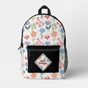 Geblüht Pastelfeder Personalisiert Bedruckter Rucksack