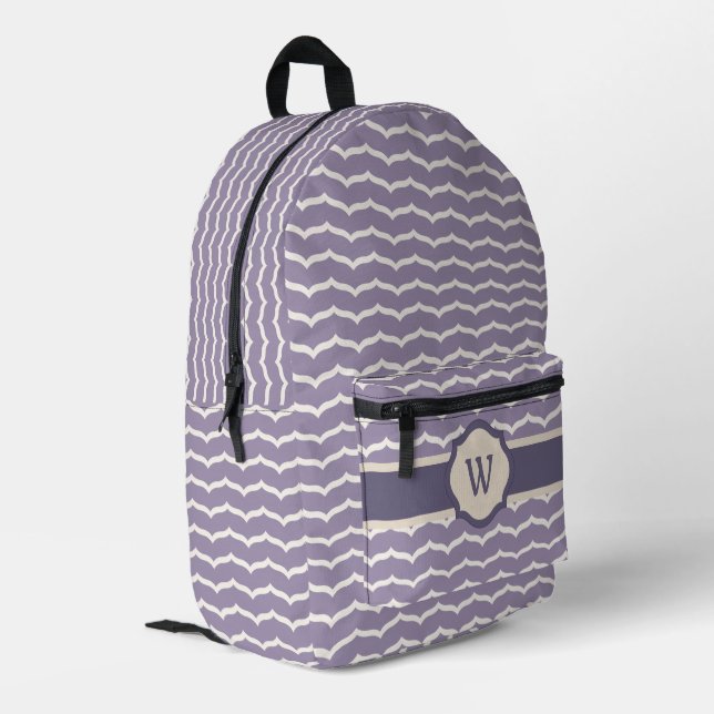 Geblüht Zigzag Bedruckter Rucksack (Rückseitige Ecke links)