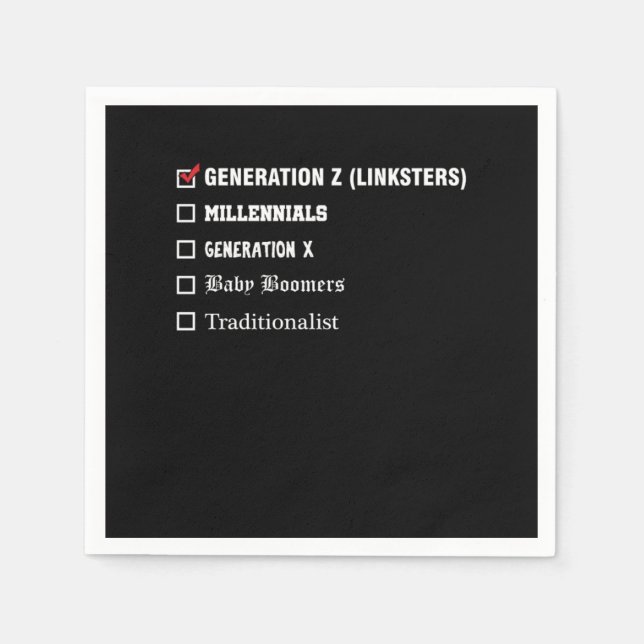 Gebnration Z Millenials Generation X Boomer Gesche Serviette (Vorderseite)