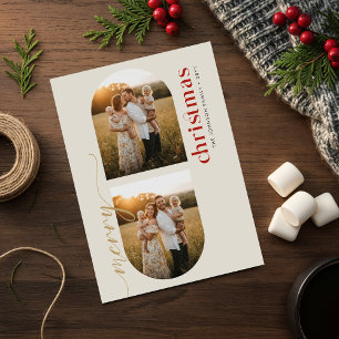 Gebogene 3-Foto-Familien-Weihnachtskarten Feiertagskarte