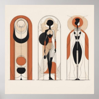 Gebogene Formen — Geometrische feminine Wandkunst Poster