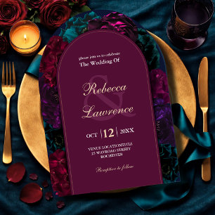 Gebogene Juwel-Ton-Blumenhochzeit Einladung