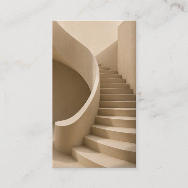 Gebogene Treppe Minimalist Beige Visitenkarte (Vorderseite)