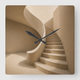 Gebogene Treppe Minimalistischer Beiger Wanduhr
