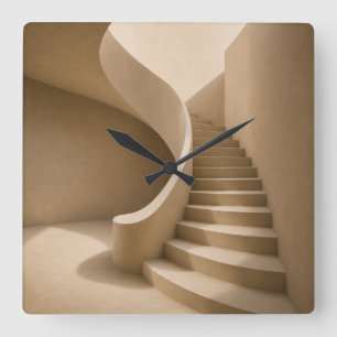 Gebogene Treppe Minimalistischer Beiger Wanduhr
