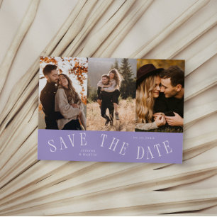 Gebogene Typografie Multi-Foto Lila Save The Date