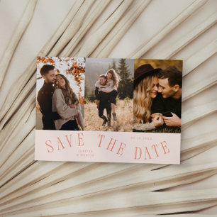 Gebogene Typografie Multi-Foto Pfirsich Save The Date