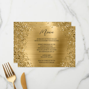 Gebogener Goldglitter und metallische Folie Menükarte