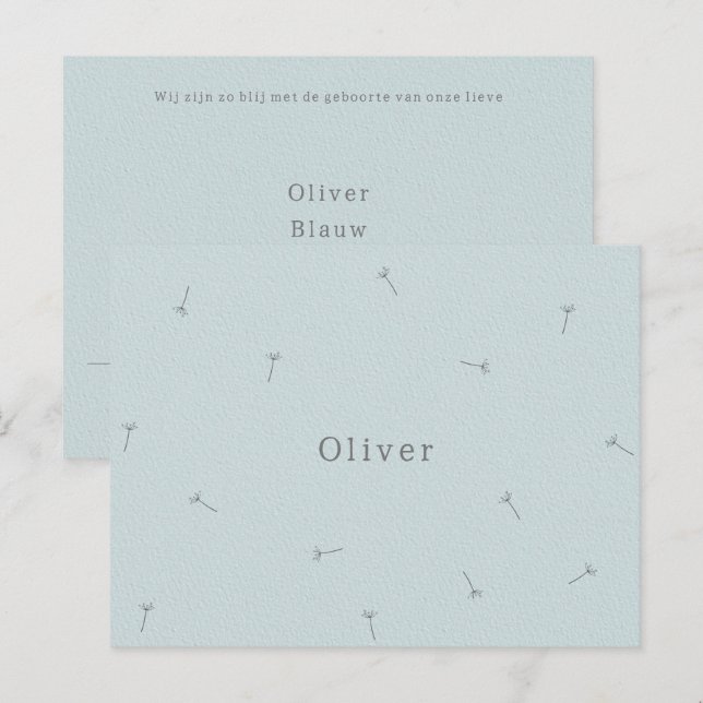 Geboortekaartje Baby Neutraal Lijntekening Bloemen Postkarte (Vorne/Hinten)