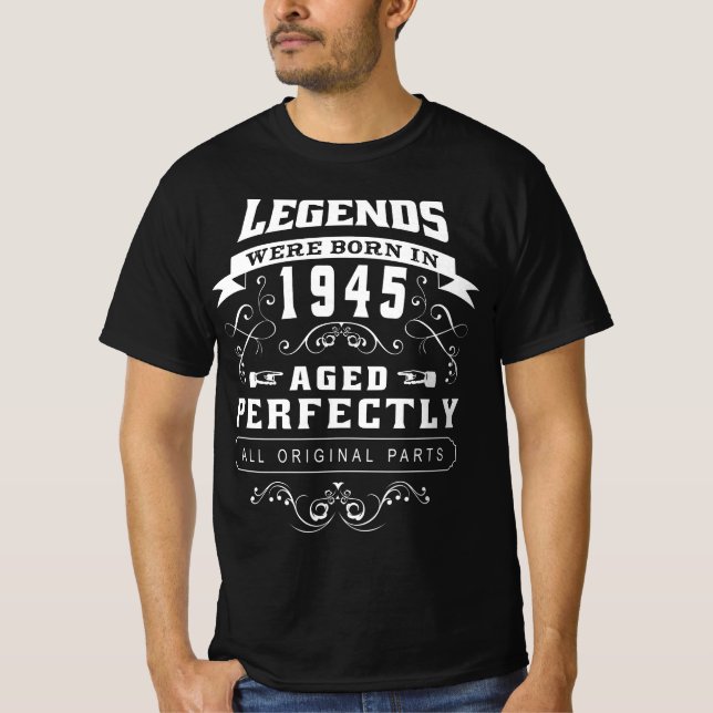 Geboren 1945 Vintager Geburtstag T-Shirt (Vorderseite)