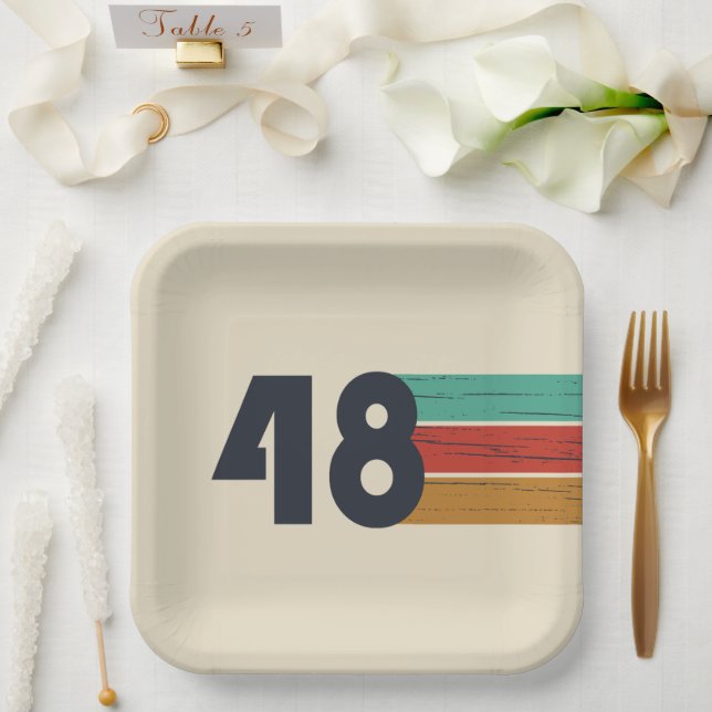 Geboren 1948 Vintager Geburtstag Pappteller (Hochzeit)