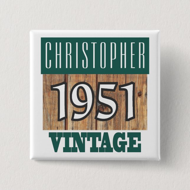 Geboren 1951, Personalisiertes Jahr der Geburt Button (Vorderseite)