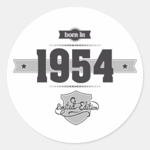 Geboren 1954 (Dunkel- und Hellgrau) Runder Aufkleber