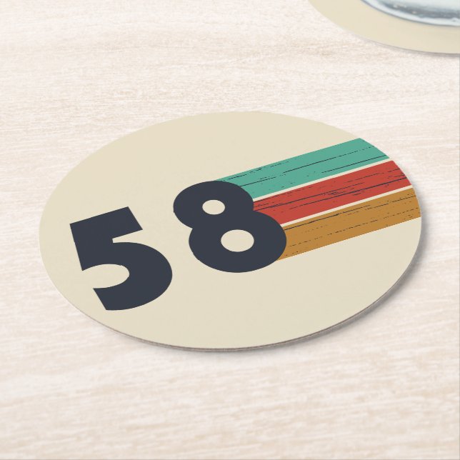 geboren 1958 Vintager Geburtstag Runder Pappuntersetzer (Angewinkelt)