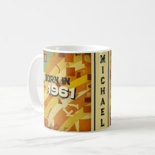 Geboren 1961 Name Tasse - 60er Retro Geometric Des