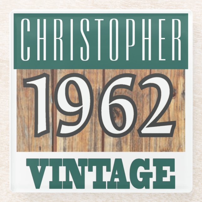 Geboren 1962. Name und Jahr auf einem Untersetzer  (Vorderseite)
