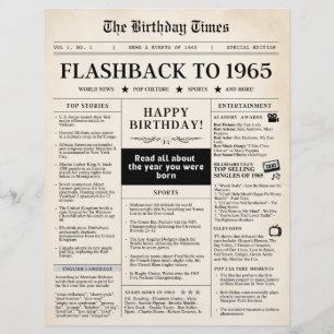 Geboren 1965 Mock Newspaper zum 60. Geburtstag