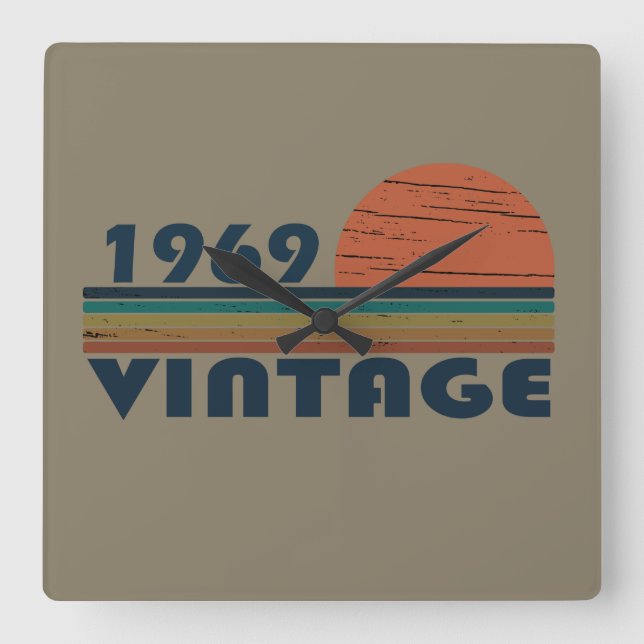 Geboren 1969 Vintager Geburtstag Quadratische Wanduhr (Vorderseite)