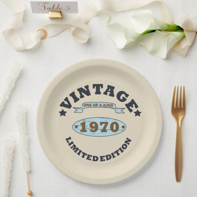 geboren 1970 Vintage Geburtstagsgeschenke Pappteller (Hochzeit)