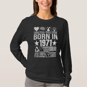 Geboren 1971 Warnhinweis Barcode Birthda T-Shirt