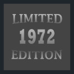 geboren 1972 Geburtstag in limitierter Auflage Poster<br><div class="desc">Mit dieser limitierten Auflage des originalen und modern aussehenden Geburtstagsdesigns mit phantastischer Typografie-Schriftart-Schrift können Sie Ihrem Kleiderschrank etwas Originalität verleihen. Es ist eine großartige Geschenkidee für Männer, Frauen, Ehemann, Ehefrau und einen Freund, der dieses einzigartige Kunstwerk Liebe geben wird. Das beste und lustigste Urlaubsprojekt für Ihr Party zum Geburtstag. Wenn...</div>