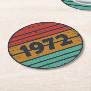 Geboren 1972 Vintages Geburtstagsgeschenk Runder Pappuntersetzer