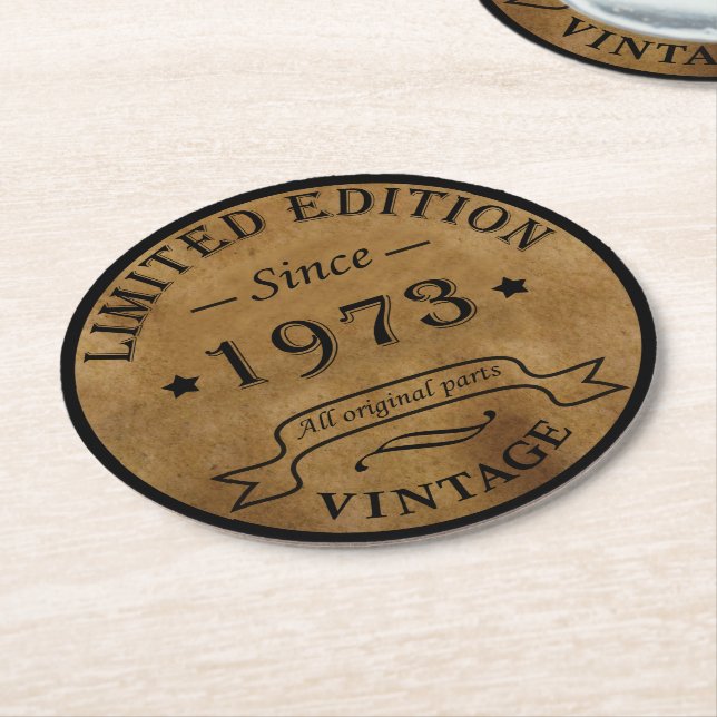 Geboren 1973 Vintager Geburtstag Runder Pappuntersetzer (Angewinkelt)