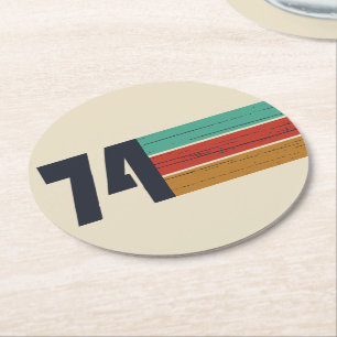 geboren 1974 Vintag 50. Geburtstagsgeschenk Runder Pappuntersetzer