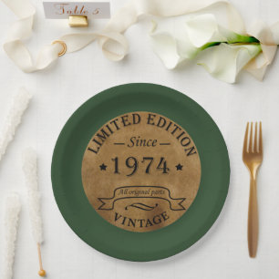 Geboren 1974 Vintager Geburtstag Pappteller