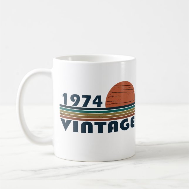 Geboren 1974 Vintages Geburtstagsgeschenk Kaffeetasse (Links)