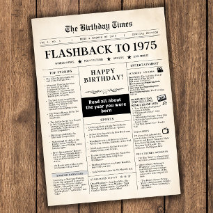 Geboren 1975 Mock Newspaper zum 50. Geburtstag