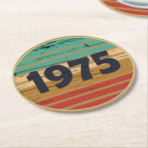 Geboren 1975 Vintage 50. Geburtstagsparty Runder Pappuntersetzer